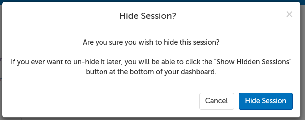 Hide Session button