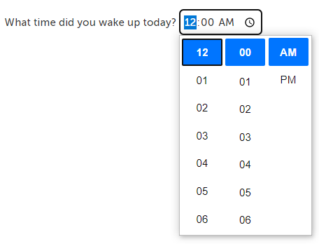 Example of a time question